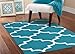 Garland Rug Quatrefoil Area Rug, 5 ft x 7 ft, Teal/White