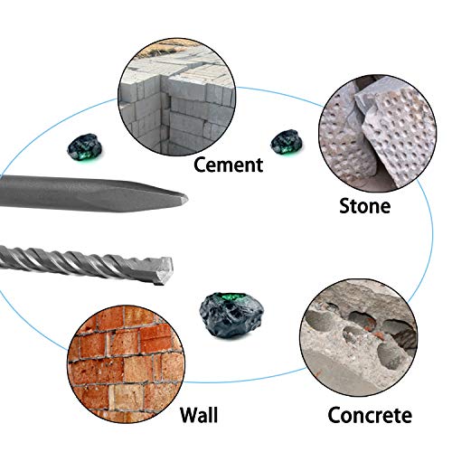 Hakkin 8 Pcs Rotary Hammer SDS Bits Set + 3 Pcs Chrome Vanadium Steel SDS-Plus Chisel Set Masonry Drill Bit Tool for Cement Wall, Concrete,Stone, Brick Wall