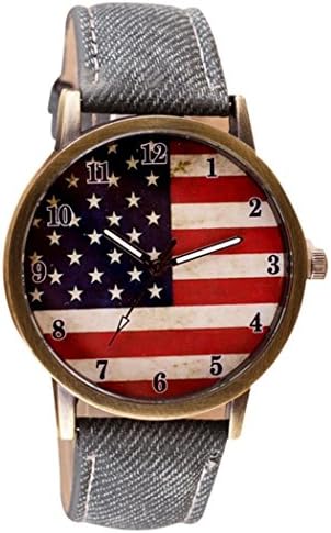VESNIBA American National Flag pattern Leather Band (Gray)