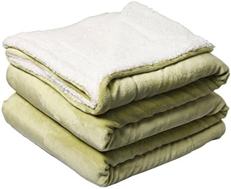 Sherpa Throw Blanket - Twin Size Reversible Fuzzy Blankets Luxury Fluffy Blanket for Bed Couch(50x 60 inches, Sage Green)