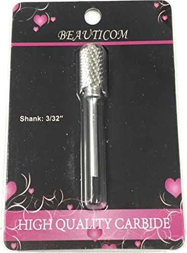 Beauticom Professional Silver Large Dome Top Barrel Carbide Bit (Coarse) 3/32" Shank Size