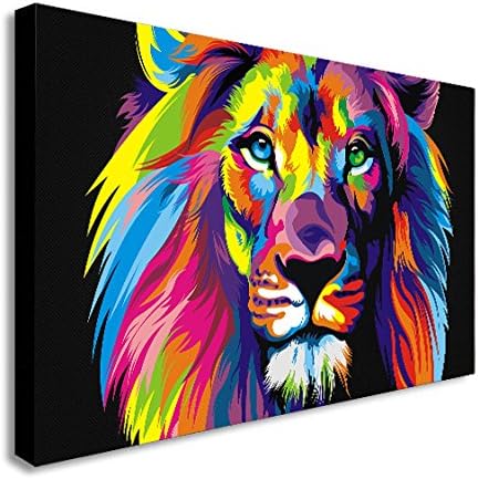 Lion Abstract Pop Art Canvas Wall Art Framed Print - Various Sizes (A1 32X24inch)
