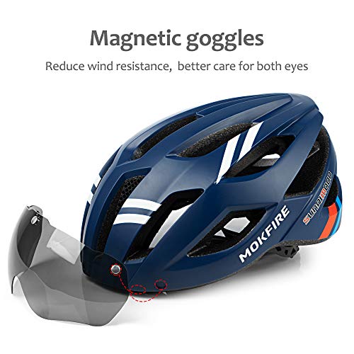 MOKFIRE Bike Helmet Mountain Bicycle Helmets with Safety LED Back Light Detachable Magnetic Goggles Road Cycling Helmets… - Image 4