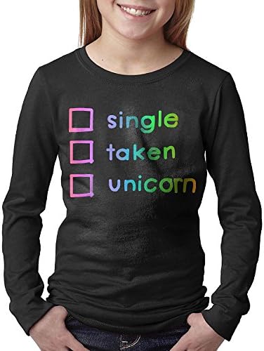 100% Cotton Youth Big Girls Boys Single Taken Unicorn Rainbow Long Sleeve T Shirts Top M Soft Comfort