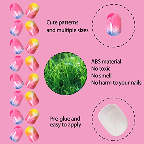 SIUSIO 120 Pcs 5 Pack Children Acrylic Fake Nails Press on Preglue