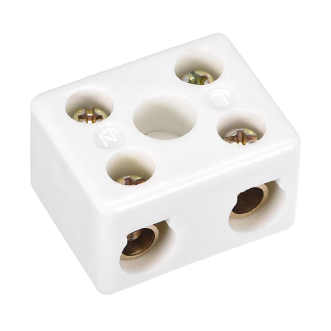 sourcing map 2 Way Ceramics Terminal Blocks High Temp Porcelain Ceramic Connectors for Electric Wire Cable