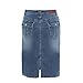 MSSHE Women's Plus Size High Waist Stretchy Pencil Denim Midi Skirt