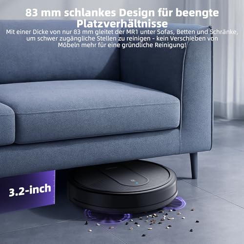 MONSGA Robot Vacuum Cleaner with Mop Function 4000 PA, Suction and Mop Robot 3 in 1.140 min Running Time, 2 Brushes, Vacuum Cleaner Robot with Car Carpet Boost for Pet Hair, Carpet Floors, App Control