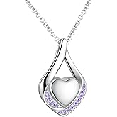 Cremation Jewelry 925 Sterling Silver Teardrop Urn Necklace for Ashes Heart Shape Memorial Keepsake Pendant for Human Ashes for Women Gift