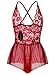 Lingerie Bodysuit for Women One Piece Lace Teddy Valentine's Day Lingerie (Large, Wine Red.)