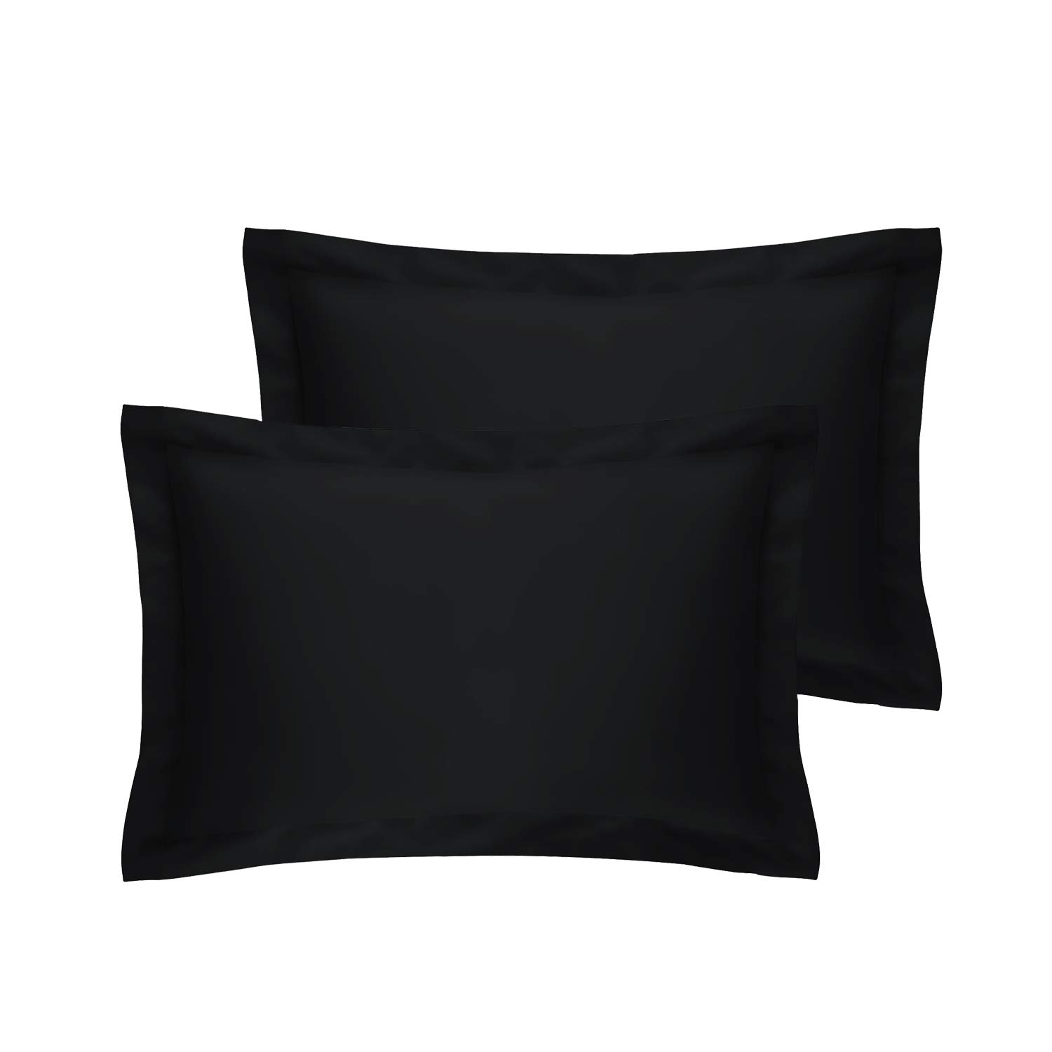 Brit Cotton 2 Pack Oxford Pillowcases with Envelope Closure, Breathable Plain Polycotton Super Soft and Cozy Non Iron Pillow Covers, 50cmX75cm, Black