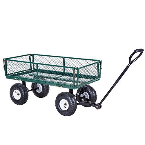 Giantex Cart Garden Utility Cart w/ Padded Handle Removable Sides Heavy-Duty Steel Garden Wagon Cart