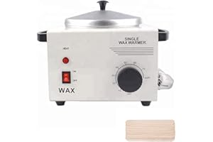 HOZZWHOO Single Pot Wax Warmer Professional Electric Wax Heater Machine Facial Skin SPA Equipment with Adjustable Temperature Set with Wood Craft Sticks（50 Pcs）