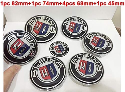 GANGJIANLAN 7pcs FIT for BMW² Black/White Badge Emblem Set Wheel Centre Caps e60 e61 e46 (3)