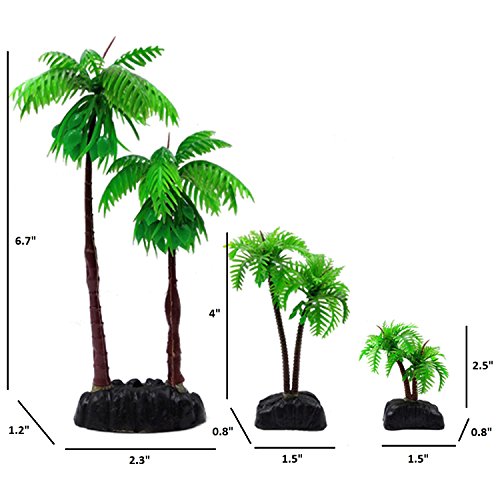 M2cbridge 9pcs Plastic Coconut Tree Aquarium Plants Ornament Mini Resin Artificial Palm Tree - Thumbnail 4