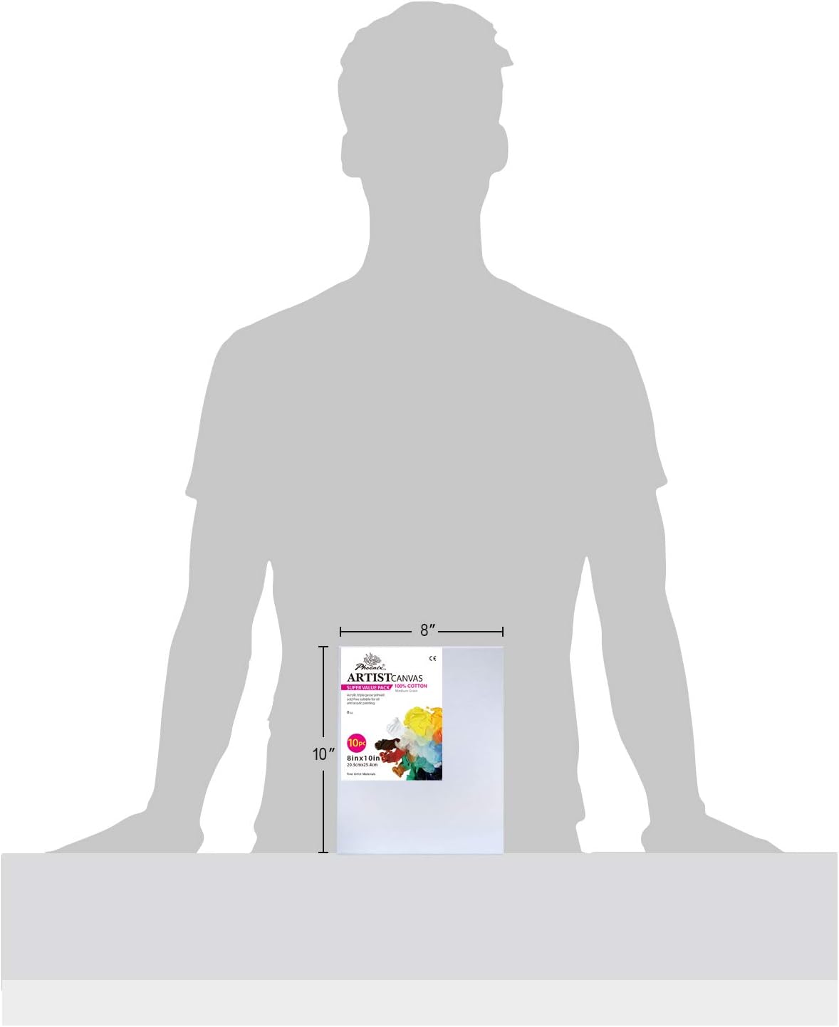 PHOENIX White Blank Cotton Stretched Canvas Artist Painting - 8x10 Inch / 10 Pack - 5/8 Inch Profile Triple Primed for Oil & Acrylic Paints