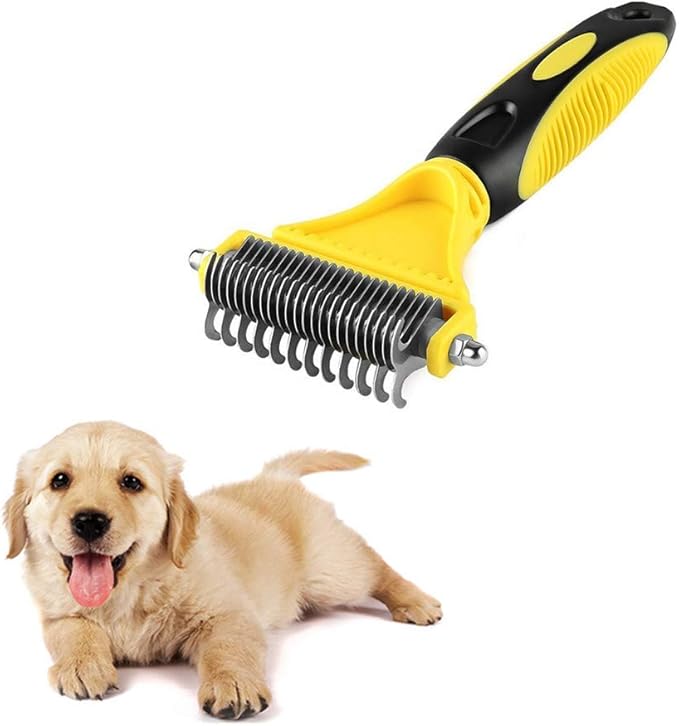 huglove Dog Brush for Grooming and Shedding, Double Sided Undercoat