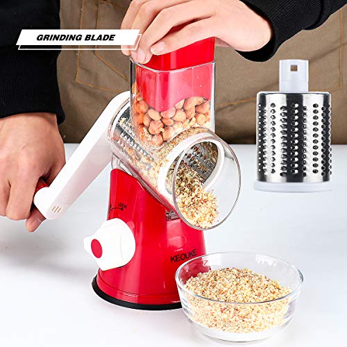 KEOUKE Rotary Cheese Grater Handheld Nut Chopper Grinder Salad