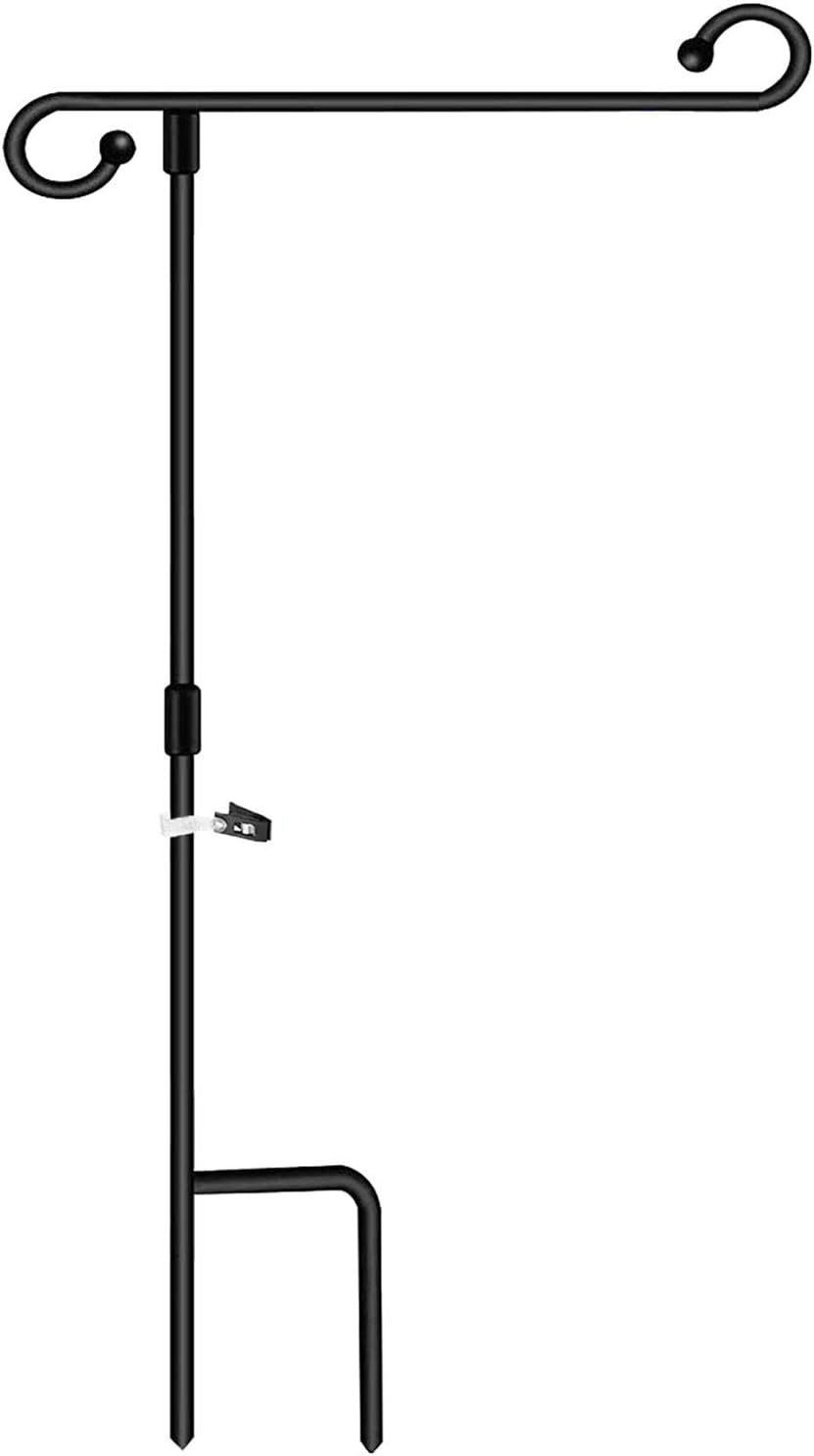LOYOKI Garden Flag Stand Holder Pole Stakes with Clips for Outdoor Lawn Hold Decorative Flag Wind Clip (Without Flag