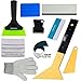 FOSHIO Window Tint Film Installing Tool Set, 10 in 1 Include Long Reach Rubber Handle Foot Squeegee, Felt Squeegee, Rubber Edge PVC Black Squeegee, Mini Razor Scraper, Gloves and Suede Felt