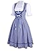 GloryStar KoJooin Women's German Dirndl Dress 3 Pieces Oktoberfest Costumes (XL, Blue)