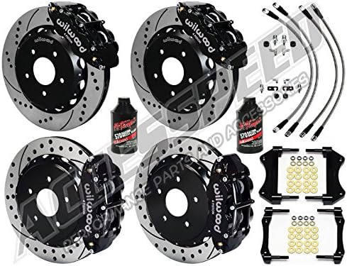 WILWOOD 2005-2013 CORVETTE 13" FRONT & REAR BIG BRAKE KIT WITH FREE BRAKE LINES & BRAKE FLUID, FORGED SUPERLITE BLACK CALIPERS, DRILLED ROTORS, 2005 2006 2007 2008 2009 2010 2011 2012 2013 CORVETTE C6