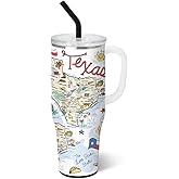 Swig Life 40oz Mega Mug, 40oz Tumbler with Handle and Straw, Extra Large Insulated Tumblers, Cup Holder Friendly Travel Mug (Texas)