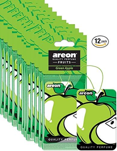 Areon Fruits I Hanging Car Air Freshener I Green Apple Scent - pack of 12