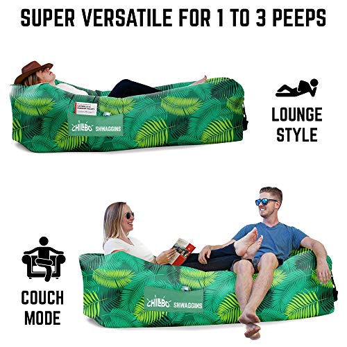 Chillbo Shwaggins Inflatable Couch - Cool Inflatable Chair. Upgrade Your Camping Accessories. Easy Setup is Perfect for Hiking Gear, Beach Chair and Music Festivals. (A Green Leaf) - Thumbnail 7