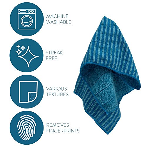Microfiber Cleaning and Polishing Cloth for Stainless Steel by Care Touch – Double Sided Towel for Smooth and Textured Cleaning; Cars, Household Appliances, Pack of 3