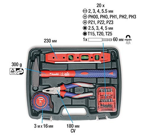 kwb Werkzeugkoffer aus robustem Hartkunststoff inkl. 40-tlg. hochwertigem Werkzeug-Set als perfekte Grundausstattung für… – Bild 6