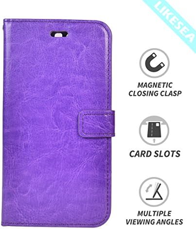 LIKESEA Leather Wallet Case for Huawei P10 Plus, Premium Protective Stand Case Flip Cover with Card Slots, Magnetic Closure, White