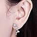 Ear Climber Earrings Flower Ear Crawler Earrings - S925 Sterling Silver Post Cubic Zirconia Ear Cuff Earrings Silver Tone