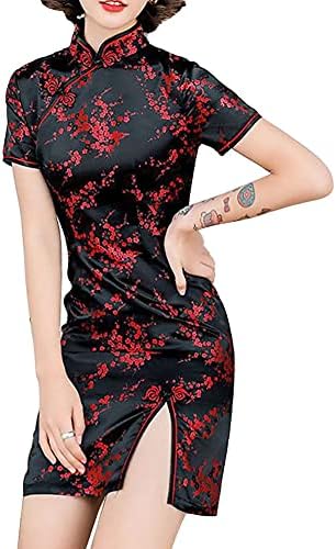 oriental dress bodycon Knee Length Bodycon Traditional Cheongsam Paisley Suede Chinese Dress Blue / 3XL