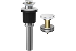 Hibbent Universal Metal Bathroom Sink Drain Stopper, Pop Up Drain Strainer for Lavatory Vanity Vessel Sink with Overflow and 