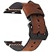 EACHE Genuine Leather Watch Band 42mm 44mm Dark Brown Crazy Horse Calfskin Leather Strap for Iwatch for Apple Watch Series 1,2,3,4 Black Adapter