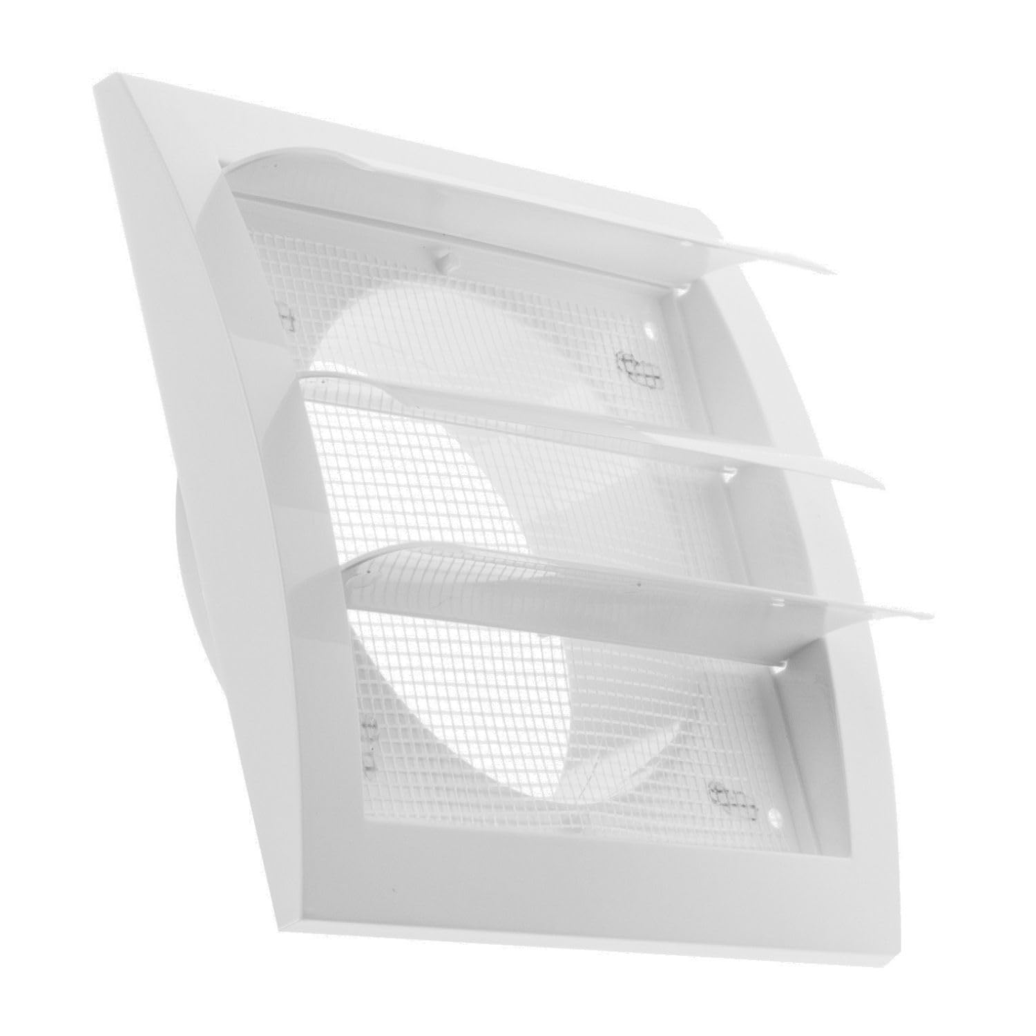 Steinberg14 White 100mm / 4'' Plastic Gravity Grille - Ducting Air Ventilation Cover with Round Spigot and Non-Return Gravity Shutters