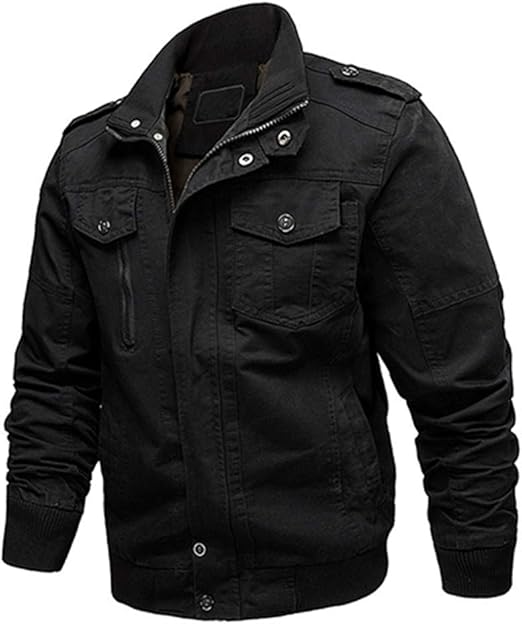 Herren Bomberjacke Leichte Sweatjacke - Casual Shacket Mit Knopfleiste & Taschen