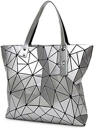 Matte Women Baobao Bag Geometry Sequins Mirror Plain Folding Shoulder Bags Handbag Casual Tote Bao Bao Bucket Bolsa Female Style 2 Silver