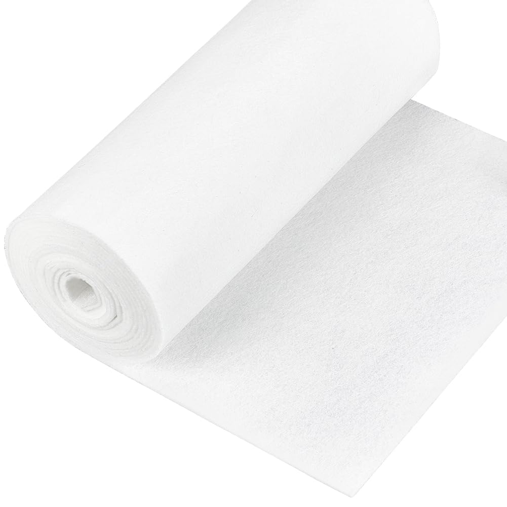 BENECREAT 3mx24cm Felt Fabric Roll, White Craft Felt Fabric Polyester Roll for Felt Table Mats, DIY Craftwork, Sewing and Patchwork, 2mm Thick