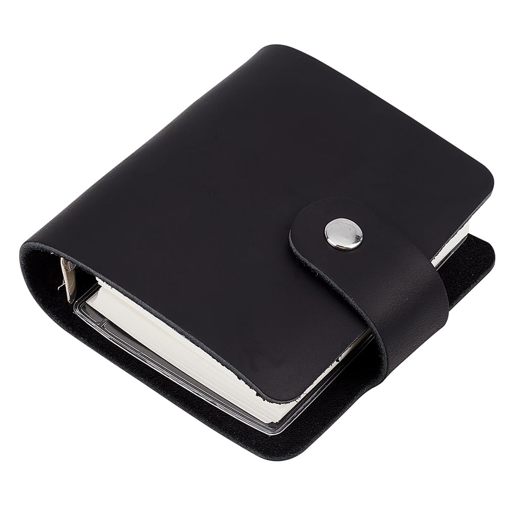 CRASPIRE Leather Journal Notebook Small A9 Travel Vintage Daily Memo Planner Paper 3.5 x 3.7in 120 Pages Lock Closure Refill Portable Notepad for Man Women Gifts Artist Traveler Writing Drawing Black