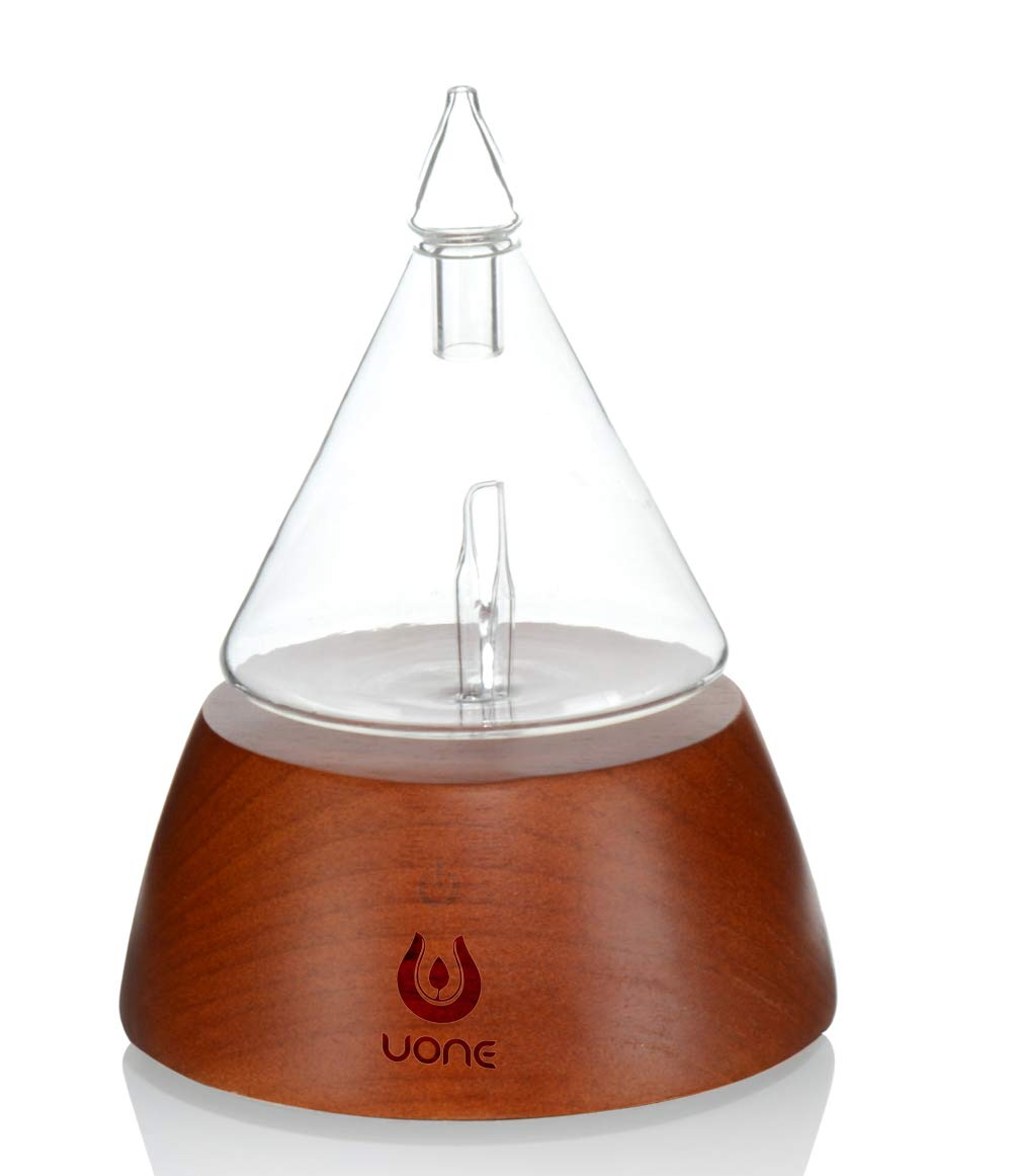 UONE Essential Oil Diffuser for Aroma Nebulizing, Waterless Aromatherapy Nebulizer - with Touch Button, Timer and 7 Color Changing LED lights, No Heat, No Water, No Plastic - Handmade Wood and Glass. : Beauty