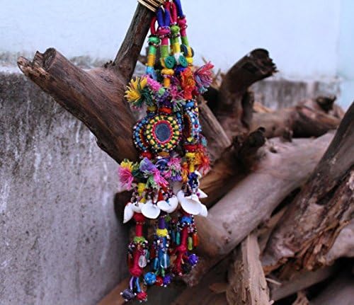 5 PC's Lot Indian Banjara Long Key Chain Handmade Multi Color Tassles Assorted Key Rings Bag Charming Zip Pullerr