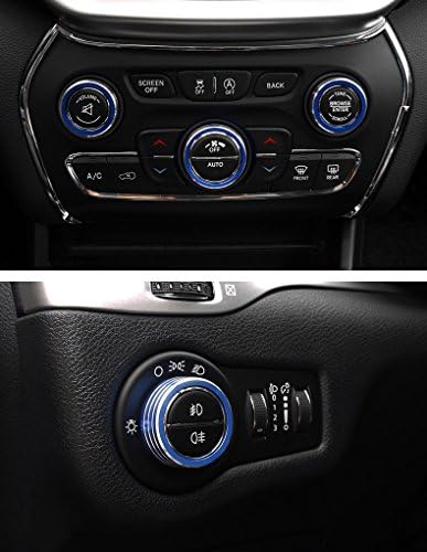 DeAutoBug Aluminium Alloy Car Air Condition Control and Radio Volume Knob Ring Cover Decoration AC Climate Control Ring Knob Switch Trim Frame Decor Sticker for Jeep Cherokee 2014 2015 2016 2017 2018