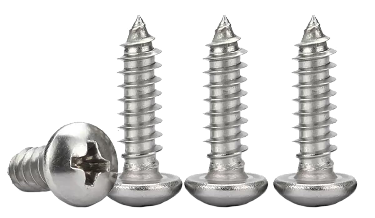 M4x25mm Phillips Pan Head Wood Screws 304 Stainless Steel Self-Tapping Screws for Wood/Sheet-Metal/Plasterboard Full Thread(50pcs) — image 1