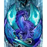 5D Diamond Painting Full Drill, Dragon Diamond Painting Kits for Adults Kids Crystal Rhinestone DIY Arts Craft for Home Wall Decor (M, 40x50cm)