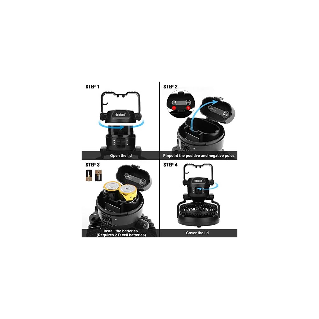 Odoland Portable LED Camping Lantern with Ceiling Fan - Hurricane