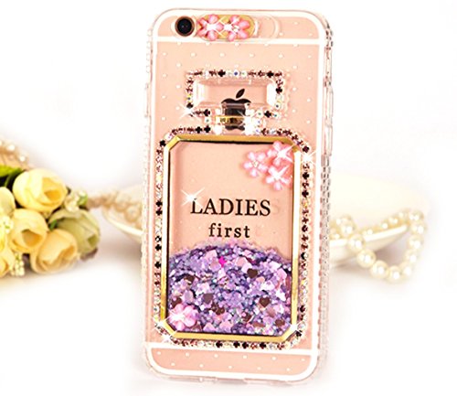 iPhone 6/6S Plus Case,Goodaa LED Flash Incoming Call Blink Flashlight Cover Dynamic Bling Liquid Glitter Perfume Bottle Soft TPU Case For iPhone 6/6S Plus(Purple)