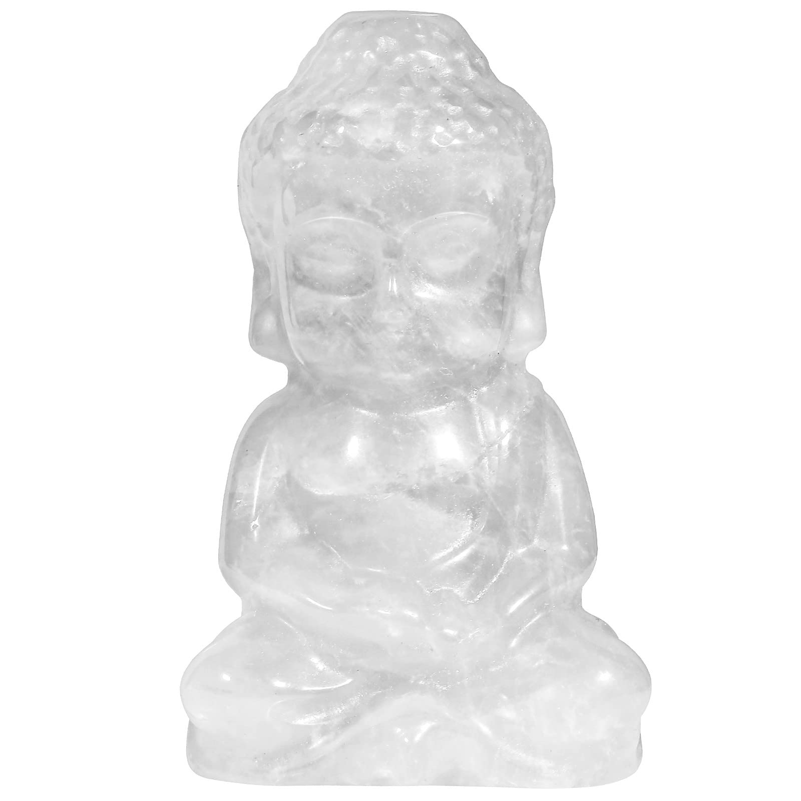 mookaitedecor Clear Quartz Crystal Baby Buddha Statue, Healing Crystals Small Buddhism Gift Buddha Ornament for Home Office Decor Pocket Lucky Charm Stone Good Luck Crystal Feng Shui Decoration