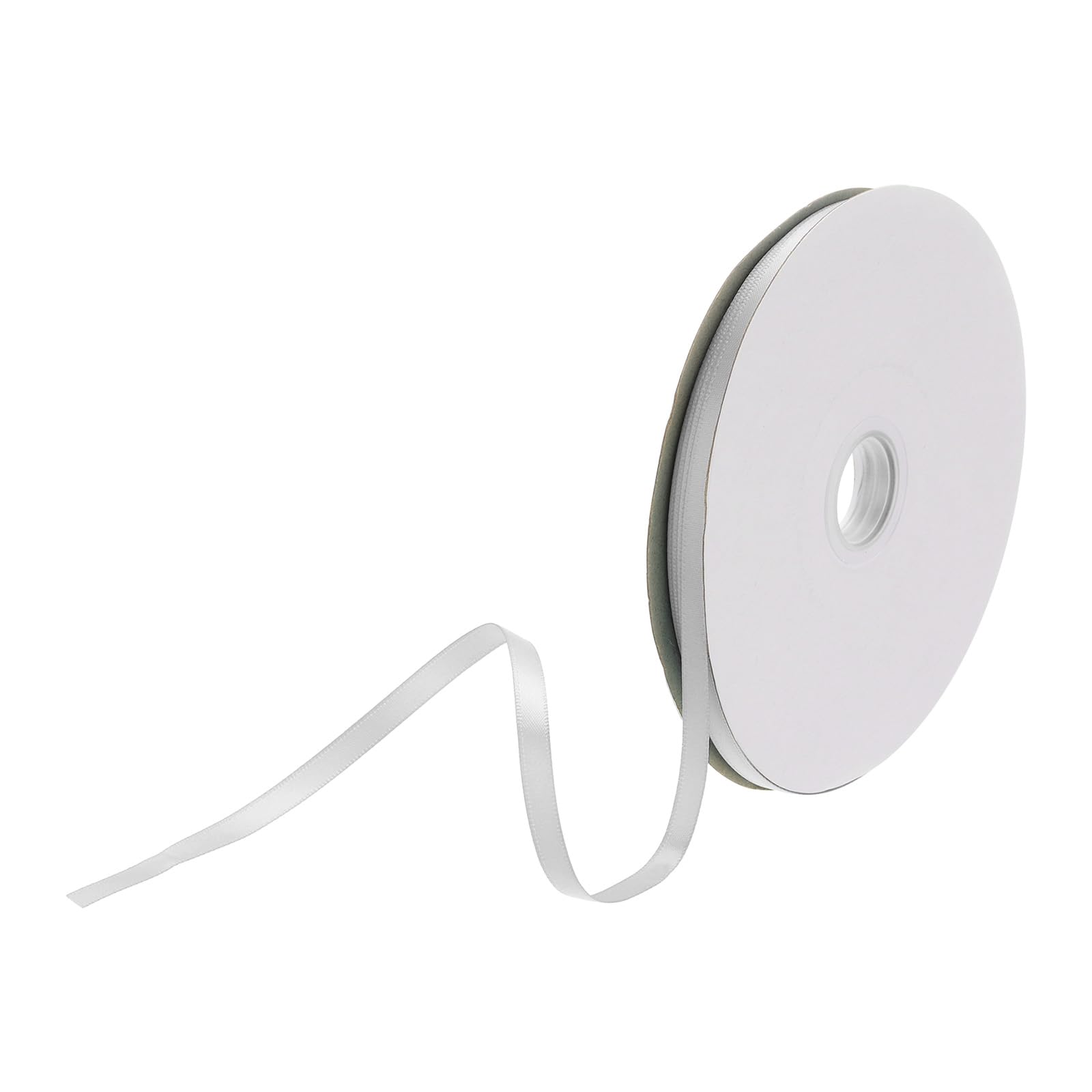 DMiotech 6mm Satin Ribbon 64m/210ft Thin Double Face Fabric Grosgrain Ribbon for Gift Wrapping Floral Hair Flower Bouquet, Light Grey